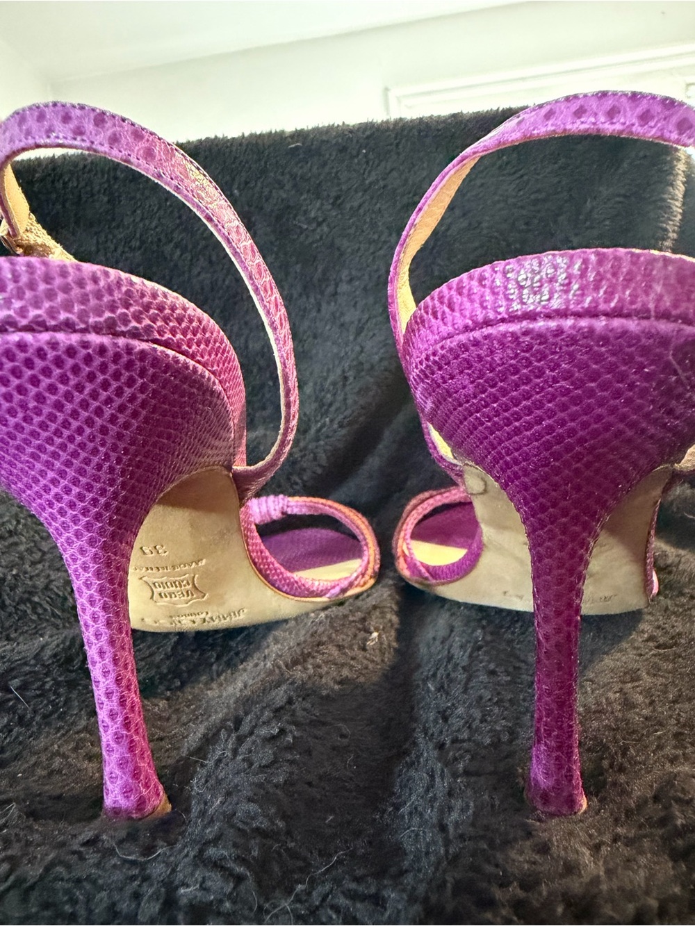 Vintage 2000s Spring 052 Jimmy Choo Kelissa Lilac Karung Leather 8.5 US/EU 39 - Picture 8 of 13